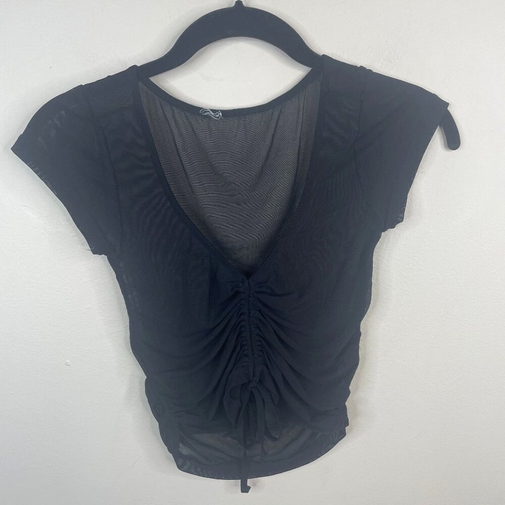 Vintage Sheer Crop‎ Top Small Gothic Cyber Punk Layering Urban Indie Gathered